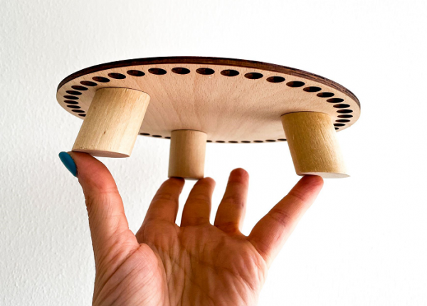 Base in Legno rotondo con piedini